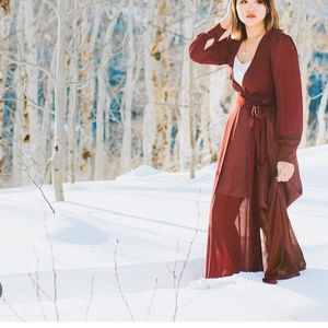 Forever 21 Burgundy Dress Long Maxi Wrap dress Size S
